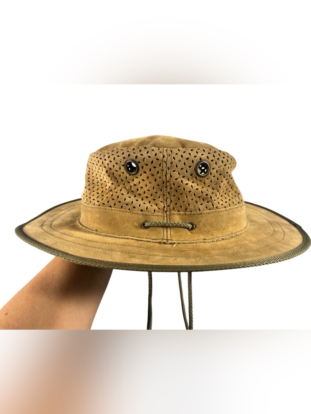 Vintage Style Kakadu Traders Suede Leather Mesh Sun Hat Unisex Outdoor Hat